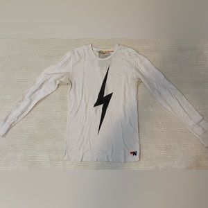 Aviator Nation White lightening bolt waffle tee long sleeve